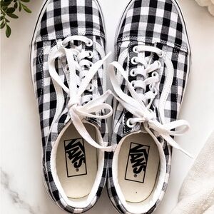 Vans Old Skool Buffalo Plaid Sneakers Black White Checkered Womens 9